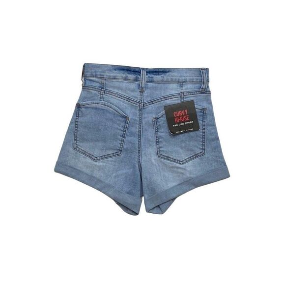 Celebrity Pink Curvy Fit Jean Shorts 0 Light Blue‎ Juniors' Cuffed Stretch Faded - Picture 2 of 11